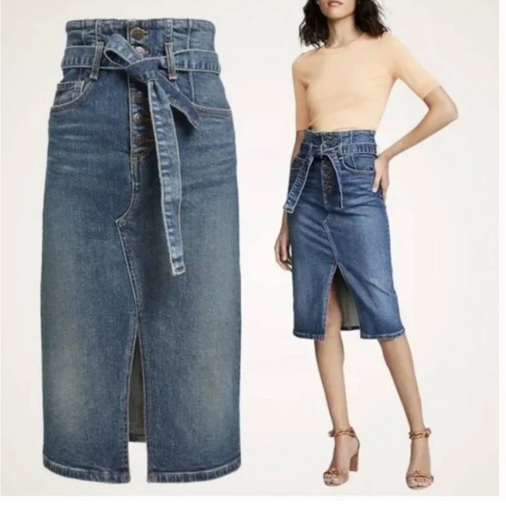 Veronica beard  belted denim skirt used once
